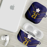 Japan Pacific Rugby 2022-23 Custom AirPods Case Blue Sakura Japanese Wave Pattern - Polynesian Pride