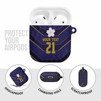 Japan Pacific Rugby 2022-23 Custom AirPods Case Blue Sakura Japanese Wave Pattern - Polynesian Pride