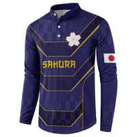 Japan Pacific Rugby 2022-23 Custom Button Sweatshirt Blue Sakura Japanese Wave Pattern