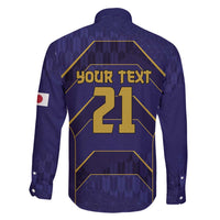 Japan Pacific Rugby 2022-23 Custom Family Matching Long Sleeve Bodycon Dress and Hawaiian Shirt Blue Sakura Japanese Wave Pattern