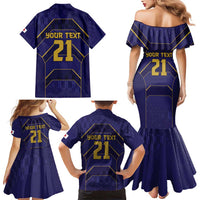 Japan Pacific Rugby 2022-23 Custom Family Matching Mermaid Dress and Hawaiian Shirt Blue Sakura Japanese Wave Pattern