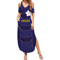 Japan Pacific Rugby 2022-23 Custom Family Matching Summer Maxi Dress and Hawaiian Shirt Blue Sakura Japanese Wave Pattern