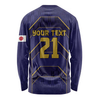 Japan Pacific Rugby 2022-23 Custom Long Sleeve Shirt Blue Sakura Japanese Wave Pattern
