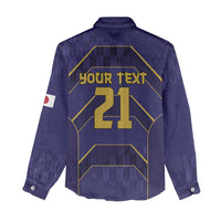 Japan Pacific Rugby 2022-23 Custom Women Casual Shirt Blue Sakura Japanese Wave Pattern