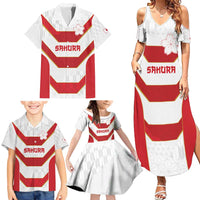 Japan Pacific Rugby 2022-23 Custom Family Matching Summer Maxi Dress and Hawaiian Shirt Red Sakura Japanese Wave Pattern