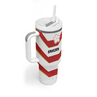 Japan Pacific Rugby 2022-23 Custom Tumbler With Handle Red Sakura Japanese Wave Pattern LT9 - Polynesian Pride