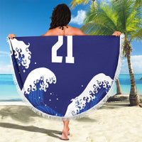 Japan Pacific Rugby Custom Beach Blanket Go Sakura Japanese Wave Pattern