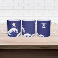 Japan Pacific Rugby Custom Ceramic Mug Go Sakura Japanese Wave Pattern - Polynesian Pride