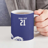 Japan Pacific Rugby Custom Ceramic Mug Go Sakura Japanese Wave Pattern - Polynesian Pride