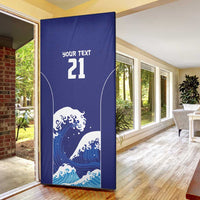 Japan Pacific Rugby Custom Door Cover Go Sakura Japanese Wave Pattern - Polynesian Pride