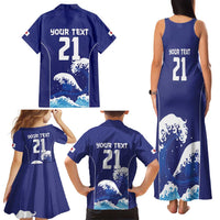 Japan Pacific Rugby Custom Family Matching Tank Maxi Dress and Hawaiian Shirt Go Sakura Japanese Wave Pattern