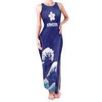 Japan Pacific Rugby Custom Family Matching Tank Maxi Dress and Hawaiian Shirt Go Sakura Japanese Wave Pattern