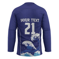 Japan Pacific Rugby Custom Hockey Jersey Go Sakura Japanese Wave Pattern - Polynesian Pride