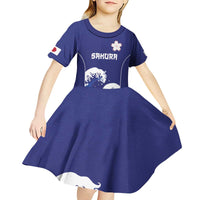 Japan Pacific Rugby Custom Kid Short Sleeve Dress Go Sakura Japanese Wave Pattern
