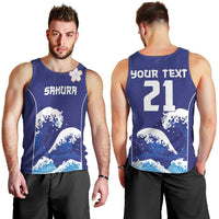Japan Pacific Rugby Custom Men Tank Top Go Sakura Japanese Wave Pattern