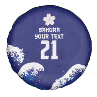 Japan Pacific Rugby Custom Spare Tire Cover Go Sakura Japanese Wave Pattern