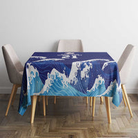 Japan Pacific Rugby Custom Tablecloth Go Sakura Japanese Wave Pattern