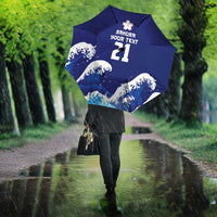 Japan Pacific Rugby Custom Umbrella Go Sakura Japanese Wave Pattern - Polynesian Pride
