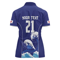 Japan Pacific Rugby Custom Women Polo Shirt Go Sakura Japanese Wave Pattern