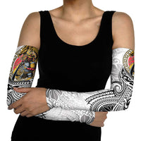 Japanese Samurai Warrior Arm Sleeves White Polynesian Tattoo Style - Polynesian Pride