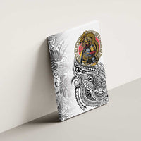 Japanese Samurai Warrior Canvas Wall Art White Polynesian Tattoo Style