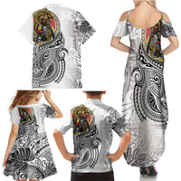 Japanese Samurai Warrior Family Matching Summer Maxi Dress and Hawaiian Shirt White Polynesian Tattoo Style LT9 - Polynesian Pride
