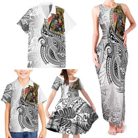 Japanese Samurai Warrior Family Matching Tank Maxi Dress and Hawaiian Shirt White Polynesian Tattoo Style LT9 - Polynesian Pride