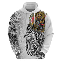 Japanese Samurai Warrior Hoodie White Polynesian Tattoo Style