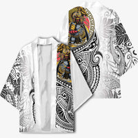 Japanese Samurai Warrior Kimono White Polynesian Tattoo Style - Polynesian Pride