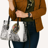 Japanese Samurai Warrior Leather Bag White Polynesian Tattoo Style - Polynesian Pride