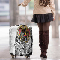 Japanese Samurai Warrior Luggage Cover White Polynesian Tattoo Style