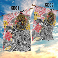 Japanese Samurai Warrior Garden Flag Colorful Polynesian Tattoo Style