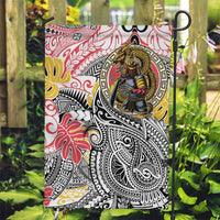 Japanese Samurai Warrior Garden Flag Colorful Polynesian Tattoo Style