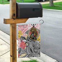 Japanese Samurai Warrior Garden Flag Colorful Polynesian Tattoo Style