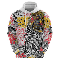 Japanese Samurai Warrior Hoodie Colorful Polynesian Tattoo Style