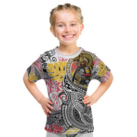 Japanese Samurai Warrior Kid T Shirt Colorful Polynesian Tattoo Style LT9 White - Polynesian Pride