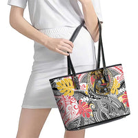 Japanese Samurai Warrior Leather Tote Bag Colorful Polynesian Tattoo Style LT9 - Polynesian Pride