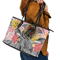 Japanese Samurai Warrior Leather Tote Bag Colorful Polynesian Tattoo Style LT9 - Polynesian Pride