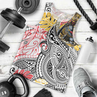 Japanese Samurai Warrior Men Tank Top Colorful Polynesian Tattoo Style