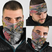 Japanese Samurai Warrior Neck Gaiter Colorful Polynesian Tattoo Style - Polynesian Pride
