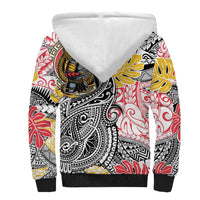 Japanese Samurai Warrior Sherpa Hoodie Colorful Polynesian Tattoo Style