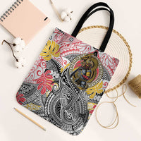 Japanese Samurai Warrior Tote Bag Colorful Polynesian Tattoo Style LT9 Black Strap One Size White - Polynesian Pride