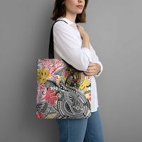 Japanese Samurai Warrior Tote Bag Colorful Polynesian Tattoo Style LT9 - Polynesian Pride