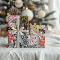 Japanese Samurai Warrior Wrapping Paper Colorful Polynesian Tattoo Style - Polynesian Pride