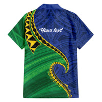Solomon Islands Independence Day 1978 Personalised Family Matching Off The Shoulder Long Sleeve Dress and Hawaiian Shirt Polynesian Pattern with Flag Style