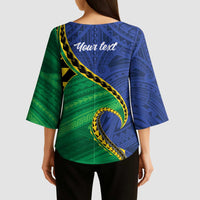 Solomon Islands Independence Day 1978 Personalised Kimono Sleeve Blouse Polynesian Pattern with Flag Style - Polynesian Pride