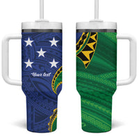 Solomon Islands Independence Day 1978 Personalised Tumbler With Handle Polynesian Pattern with Flag Style LT9 One Size: 40 oz Blue - Polynesian Pride