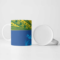 Solomon Islands Rugby Custom Ceramic Mug Simple Coat of arm Polynesian Pattern - Polynesian Pride