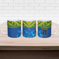 Solomon Islands Rugby Custom Ceramic Mug Simple Coat of arm Polynesian Pattern - Polynesian Pride