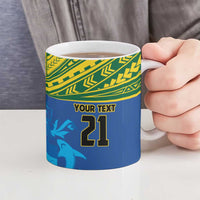Solomon Islands Rugby Custom Ceramic Mug Simple Coat of arm Polynesian Pattern - Polynesian Pride